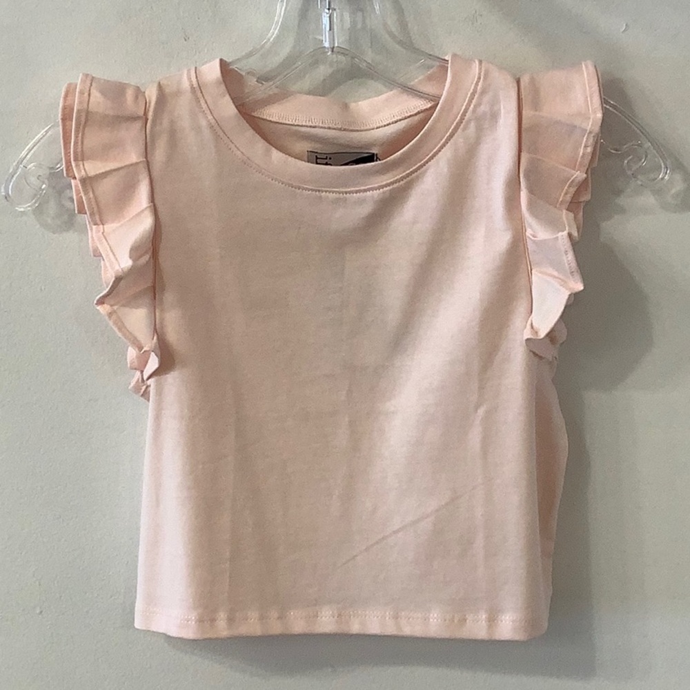 RUFFLE SLEEVE TOP - BABY PINK